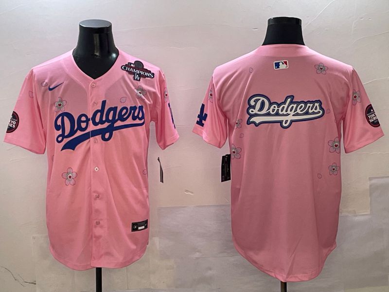 Men Los Angeles Dodgers Blank Pink Sakura Edition 2025 Nike MLB Jersey style 14->los angeles dodgers->MLB Jersey